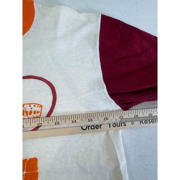 Vintage I Love Roma Colosseum T-Shirt Italy Cotton White Maroon Short Sleeve 70s - Picture 4 of 11